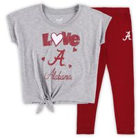 Preschool & Toddler Heathered Gray/Crimson Alabama Crimson Tide Forever Love T-Shirt Leggings Set