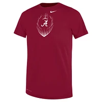 T-shirt de performance football Nike Crimson Alabama Tide Legend pour enfants d'âge préscolaire