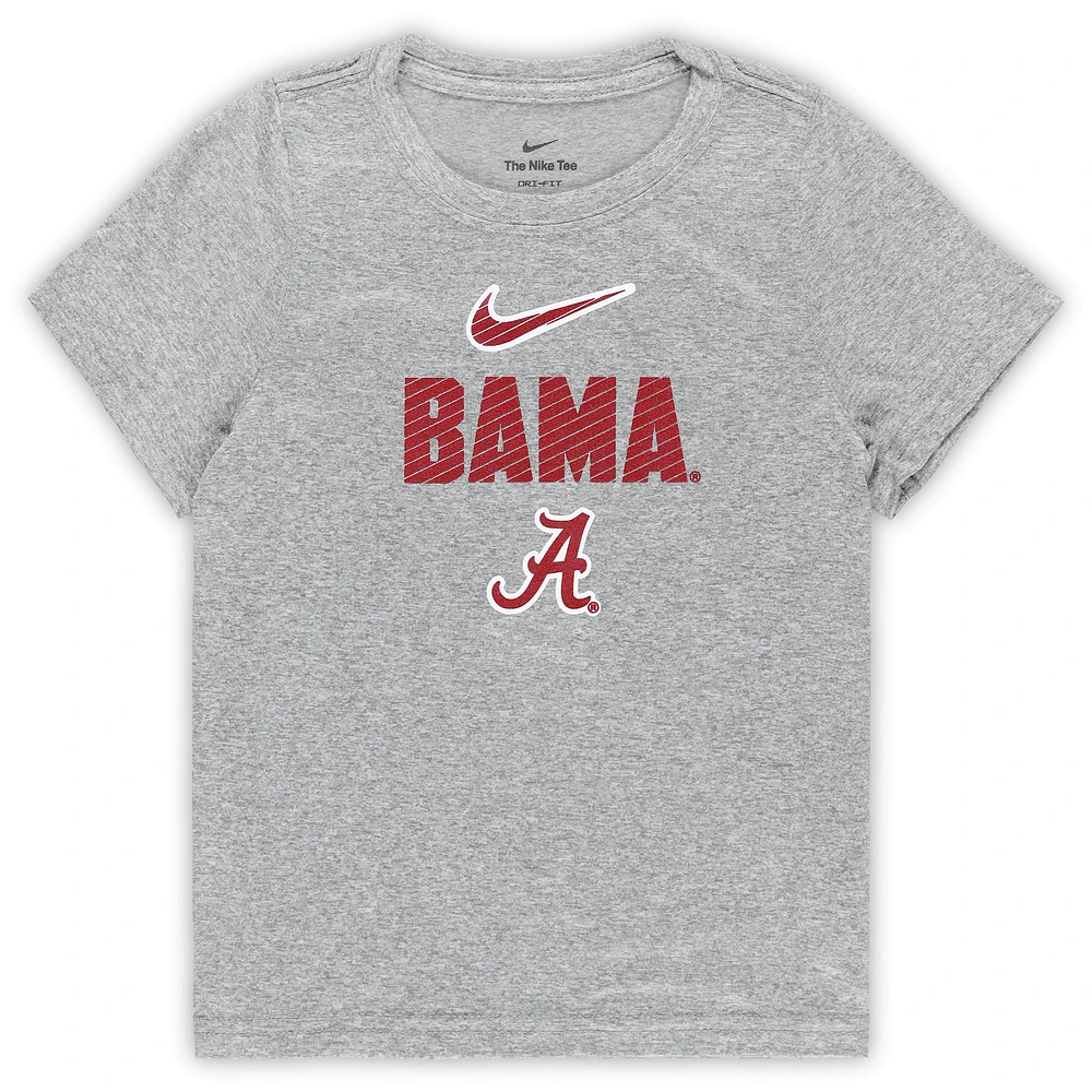 T-shirt à slogan Nike Alabama Crimson Tide Legend pour enfants d'âge préscolaire, gris