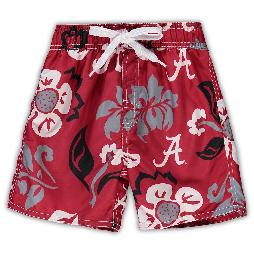 Preschool Wes & Willy Crimson Alabama Tide Floral Volley Swim Shorts