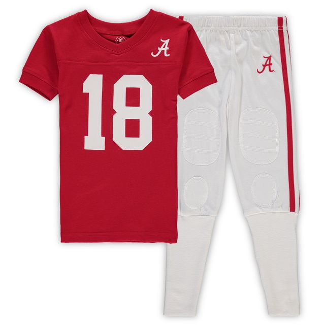 Ensemble de nuit avec t-shirt et pantalon à col en V pour enfants d'âge préscolaire Wes & Willy Crimson Alabama Tide Football