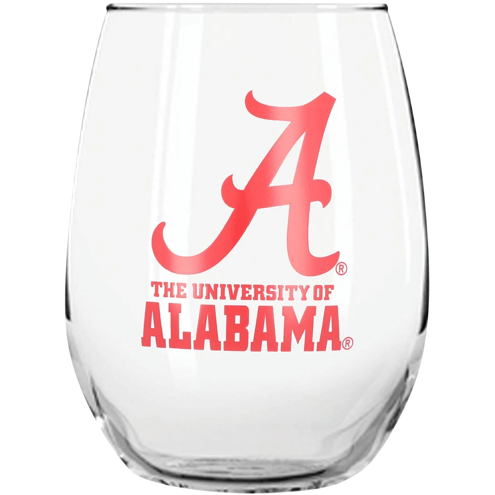 Verre à vin sans pied Alabama Crimson Tide de The Memory Company de 15 oz avec bouchon pour bouteille de vin