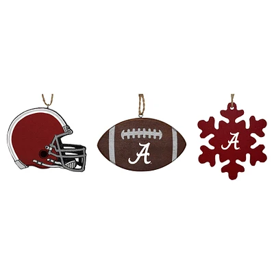 The Memory Company Alabama Crimson Tide Three-Pack Helmet, Football & Snowflake Ornament Set