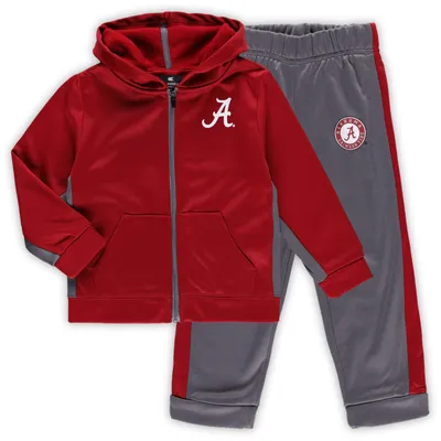 Alabama Crimson Tide Colosseum Toddler Shark Full-Zip Hoodie Jacket & Pants Set - Crimson/Gray