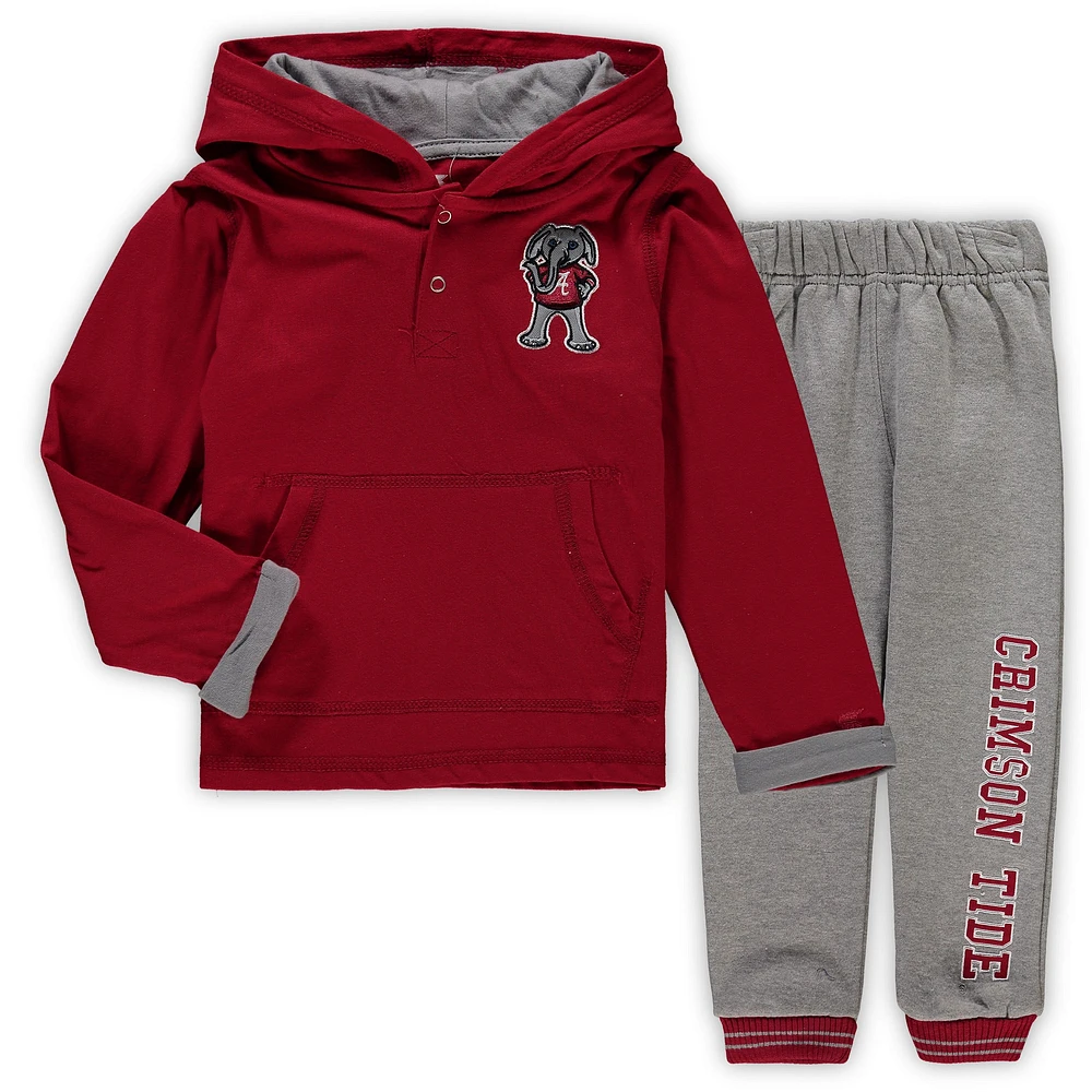 Ensemble sweat à capuche et pantalon de survêtement Colosseum Crimson/Heathered Grey Alabama Crimson Tide Poppies pour tout-petit