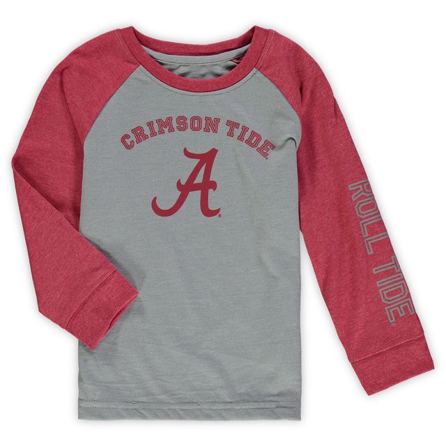 T-shirt raglan à manches longues Colosseum gris chiné Alabama Crimson Tide pour tout-petit