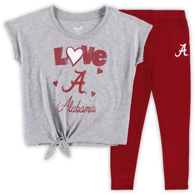 Ensemble t-shirt et legging pour tout-petit gris chiné/cramoisi Alabama Crimson Tide Forever Love Team