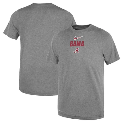 T-shirt de performance Nike pour tout-petit, gris chiné, avec slogan Alabama Crimson Tide Legend