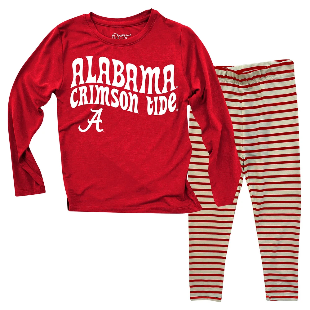 Toddler Wes & Willy Alabama Crimson Tide Long Sleeve Top and Striped Tri-Blend Leggings Set