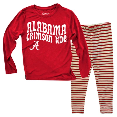 Toddler Wes & Willy  Alabama Crimson Tide Long Sleeve Top and Striped Tri-Blend Leggings Set
