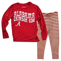 Toddler Wes & Willy  Alabama Crimson Tide Long Sleeve Top and Striped Tri-Blend Leggings Set