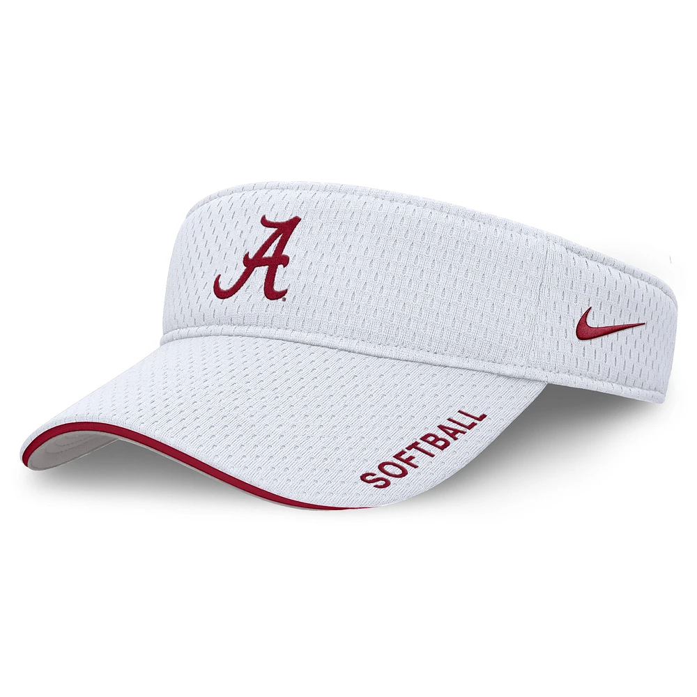 Unisex Nike White Alabama Crimson Tide 2025 Dugout Softball Ace Performance Adjustable Visor
