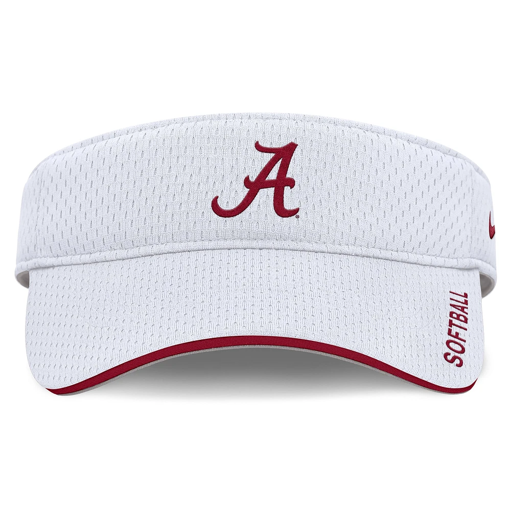 Unisex Nike White Alabama Crimson Tide 2025 Dugout Softball Ace Performance Adjustable Visor