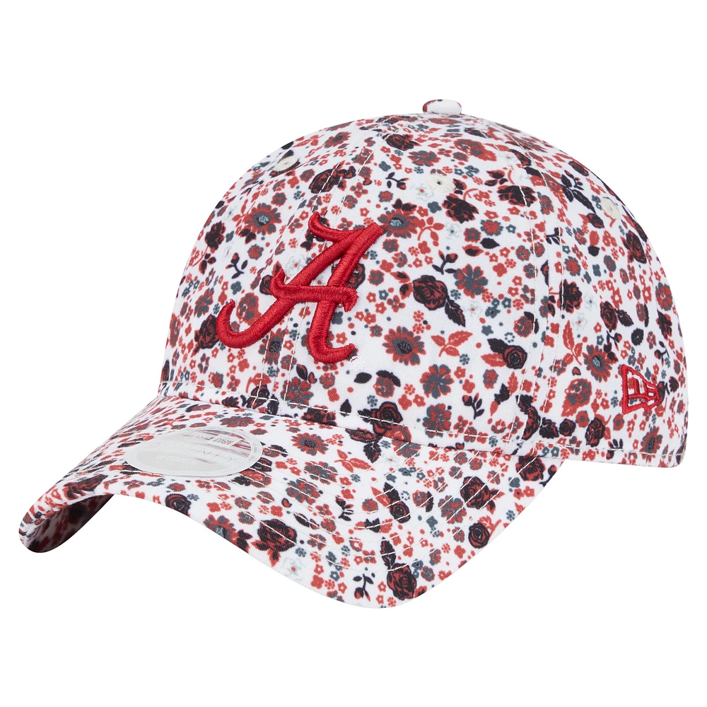 Women's New Era  White Alabama Crimson Tide Blooming 9TWENTY Adjustable Hat