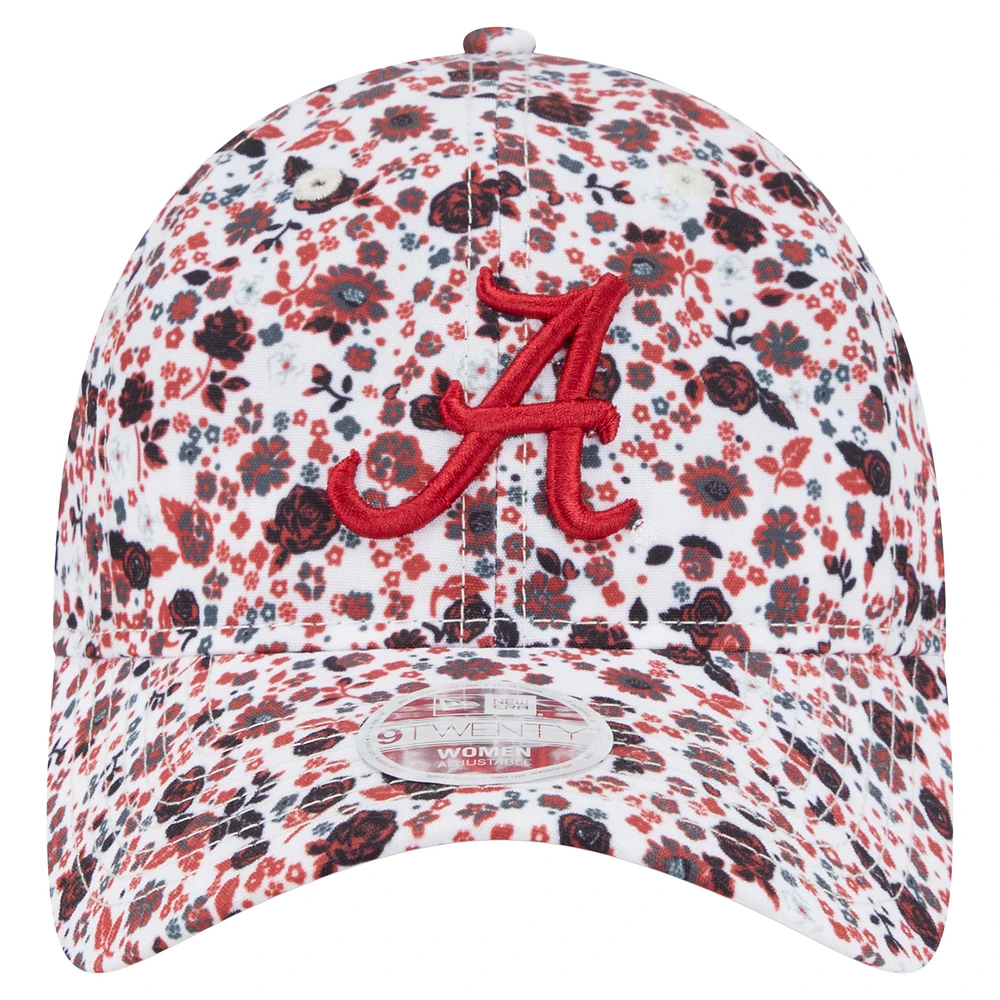 Women's New Era  White Alabama Crimson Tide Blooming 9TWENTY Adjustable Hat