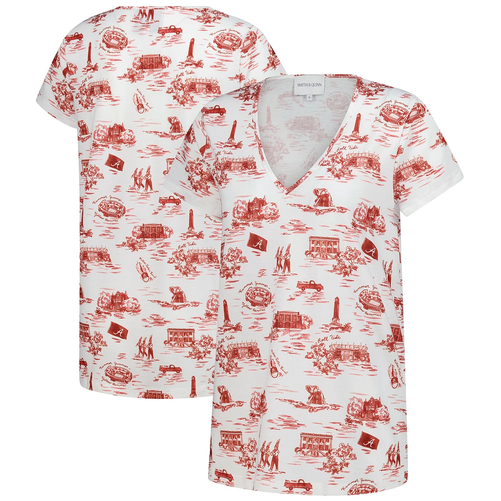 T-shirt à col en V Blake Alabama Crimson Tide pour femme de Smith & Quinn