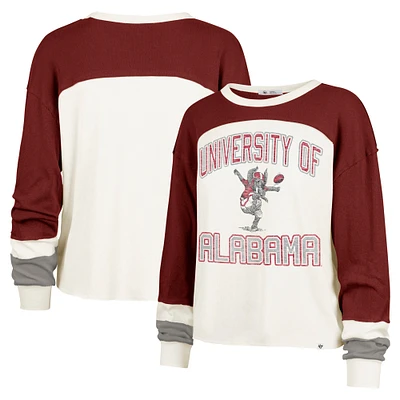 Women's '47  Cream Alabama Crimson Tide Double Header Curve Raglan Long Sleeve T-Shirt