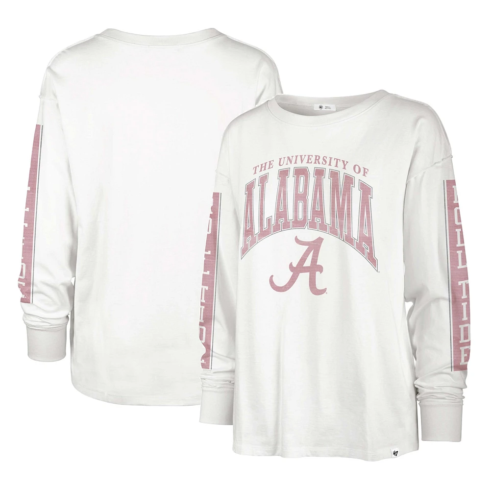 T-shirt à manches longues '47 Cream Alabama Crimson Tide Statement SOA 3-Hit pour femmes