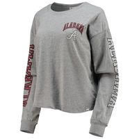 Women's '47 Heathered Gray Alabama Crimson Tide Ultra Max Parkway Long Sleeve Cropped T-Shirt