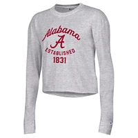 Women's Champion Gray Alabama Crimson Tide Boyfriend Cropped Long Sleeve T-Shirt