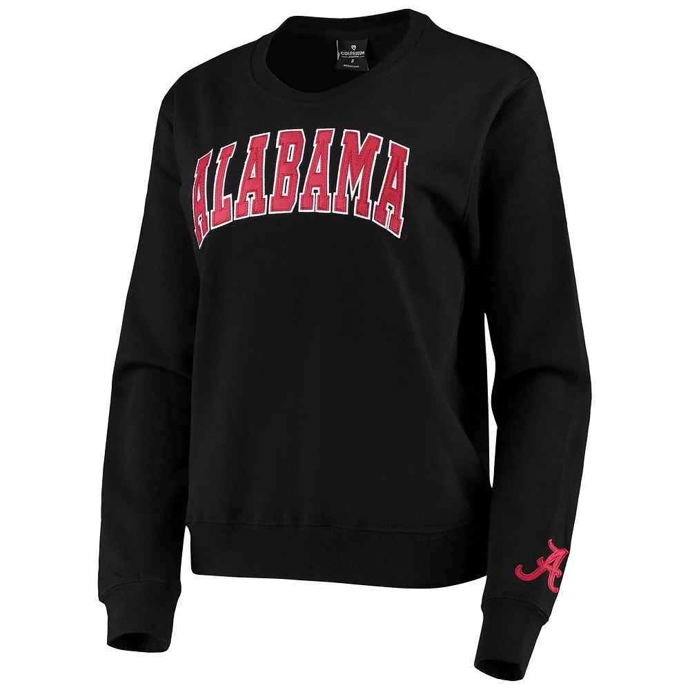 Women's Colosseum Black Alabama Crimson Tide Campanile Pullover Sweatshirt