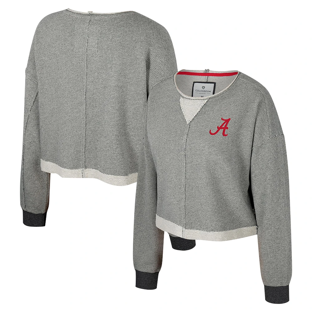 Sweat-shirt court à encolure dégagée Colosseum Charcoal Alabama Crimson Tide Magnum pour femme