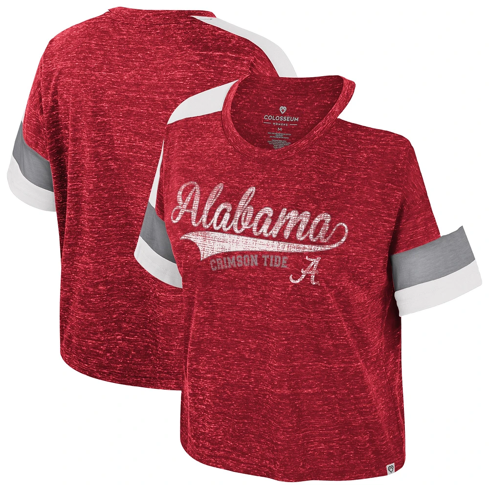 Women's Colosseum Crimson Alabama Tide Color Block Scoop Neck T-Shirt
