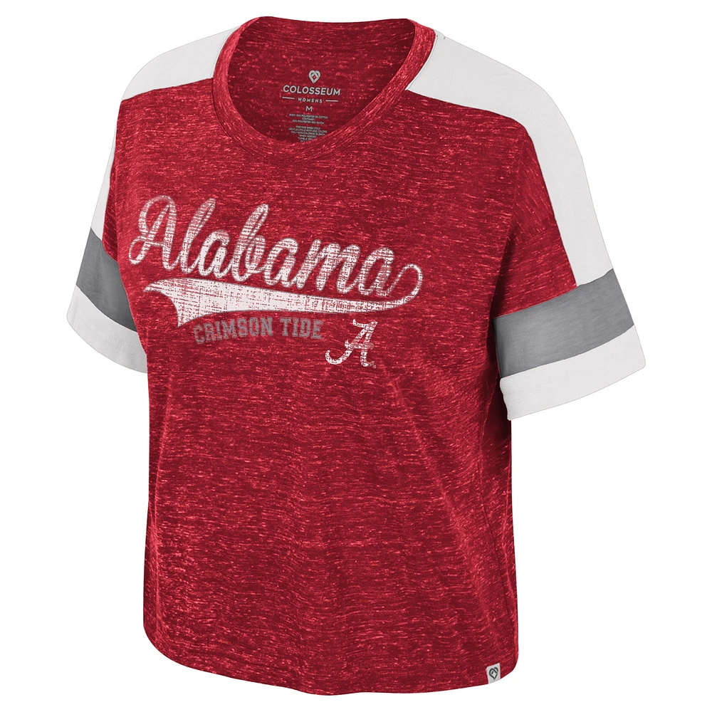 Women's Colosseum Crimson Alabama Tide Color Block Scoop Neck T-Shirt