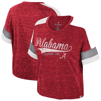 Women's Colosseum Crimson Alabama Tide Color Block Scoop Neck T-Shirt