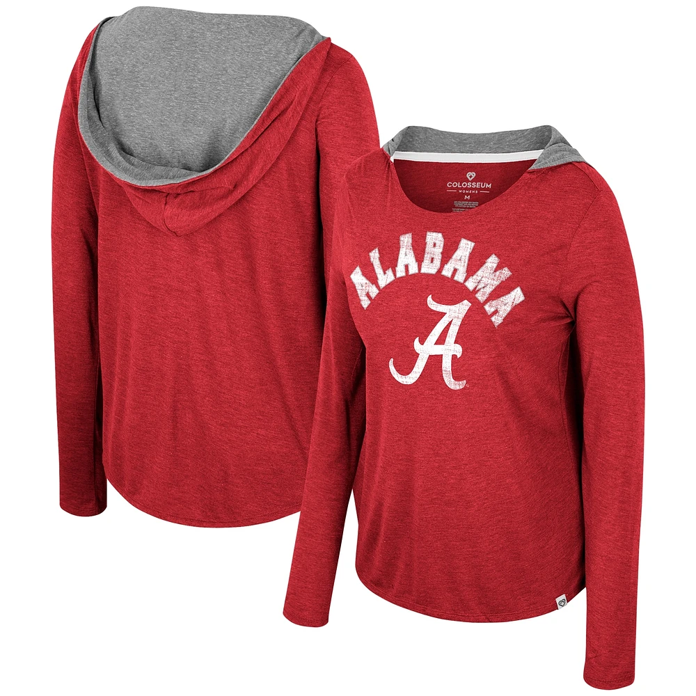 T-shirt à capuche manches longues et pour femme Colosseum Cardinal Alabama Crimson Tide