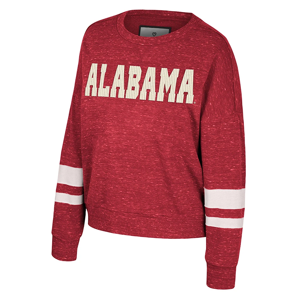 Women's Colosseum Crimson Alabama Tide Lost City Speckle Pullover Sweatshirt