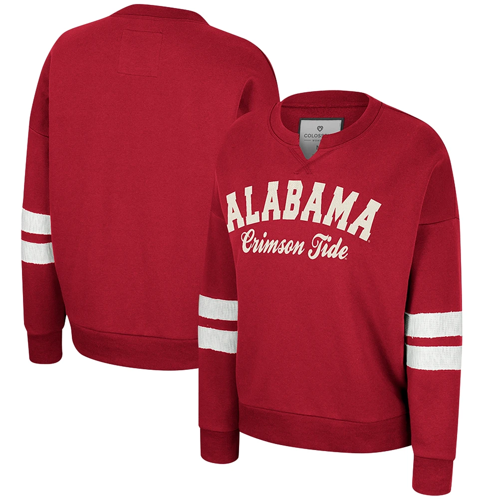 Women's Colosseum Crimson Alabama Tide Perfect Date Notch Neck Pullover Sweatshirt