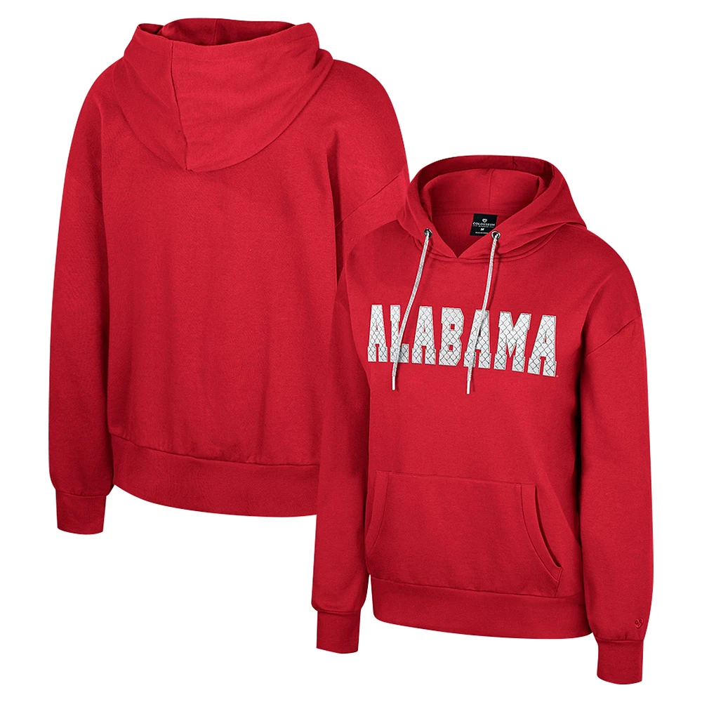 Sweat à capuche cordon de serrage avec strass pour femme Colosseum Crimson Alabama Tide Reflection