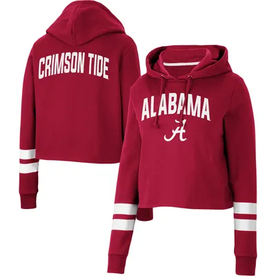 Alabama Crimson Tide Colosseum Women's Throwback Stripe Cropped Pullover Hoodie