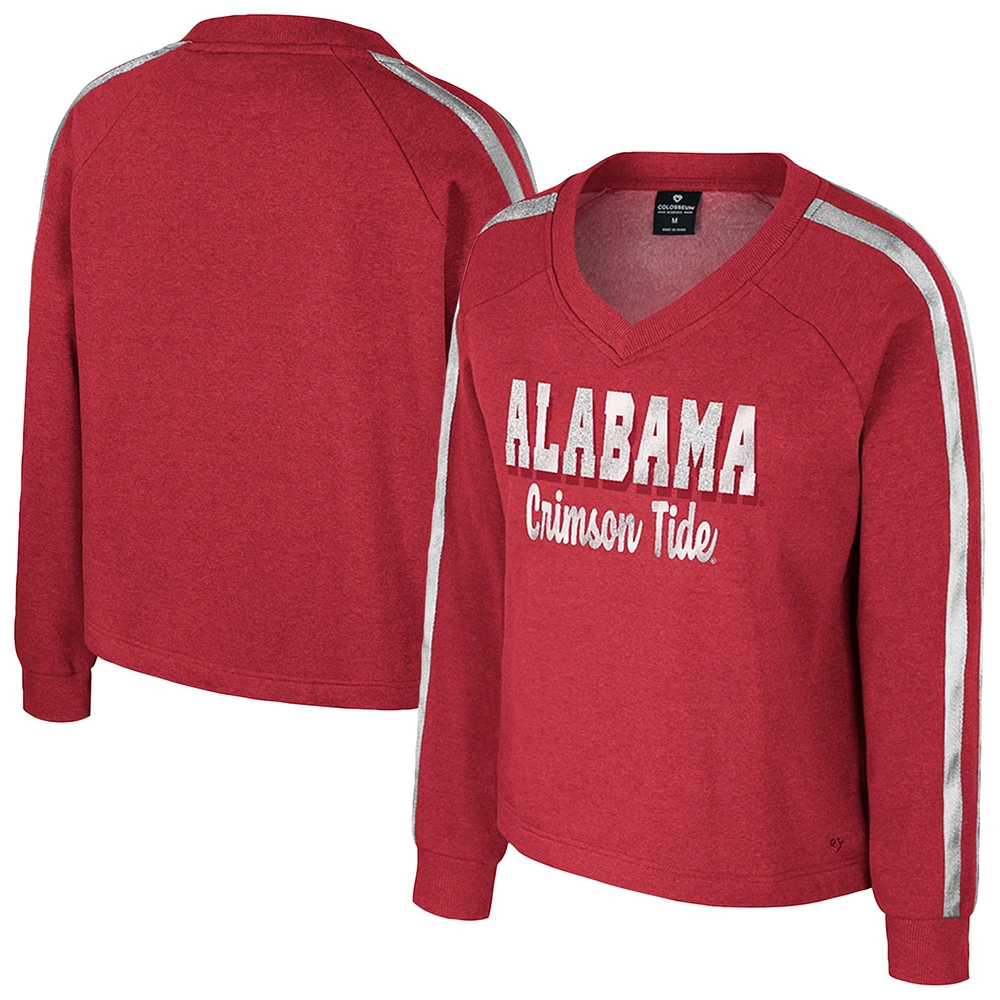 T-shirt à manches longues et col en V pour femme Colosseum Crimson Alabama Tide Treasures