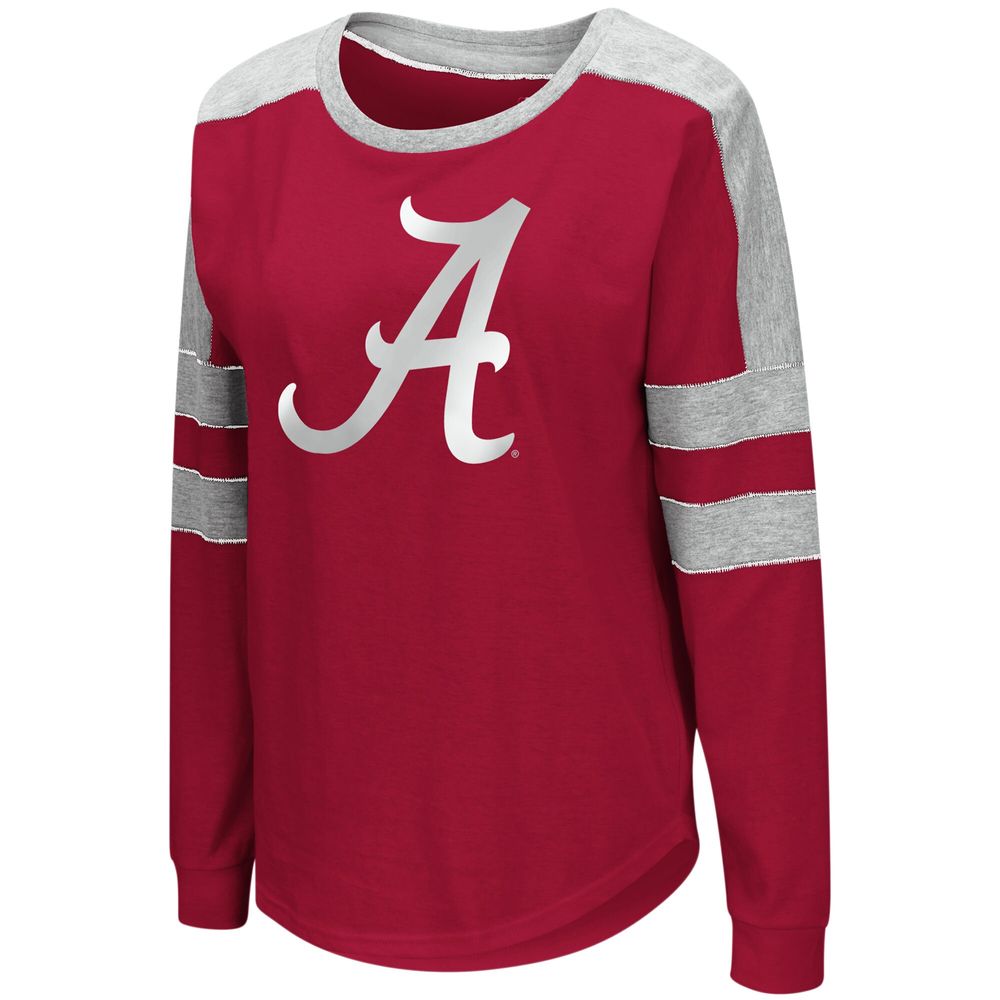 Women's Colosseum Crimson Alabama Tide Trey Dolman Long Sleeve T-Shirt