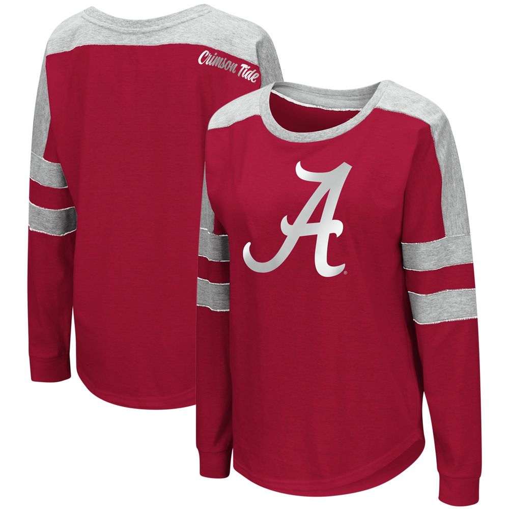 Women's Colosseum Crimson Alabama Tide Trey Dolman Long Sleeve T-Shirt