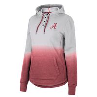 Women's Colosseum Gray/Crimson Alabama Crimson Tide Aurelia Dip-Dye Quarter-Snap Pullover Hoodie