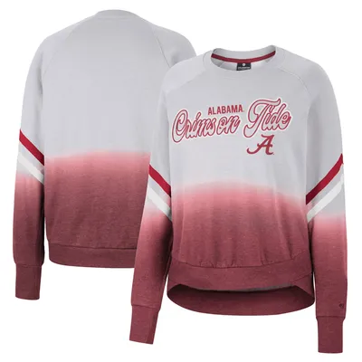 Alabama Crimson Tide Colosseum Women's Cue Cards Dip-Dye Raglan Pullover Sweatshirt - Gray