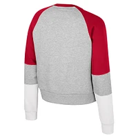 Sweat-shirt à col rond et strass Katinka pour femme Colosseum Heather Grey Alabama Crimson Tide