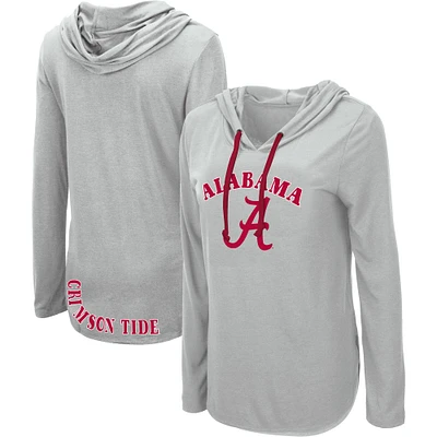 Women's Colosseum Heather Gray Alabama Crimson Tide My Lover Lightweight Hooded Long Sleeve T-Shirt