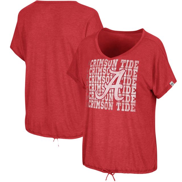 Colosseum chiné Crimson Alabama Tide Fifth Sense T-shirt à col en V avec cordon de serrage pour femmes