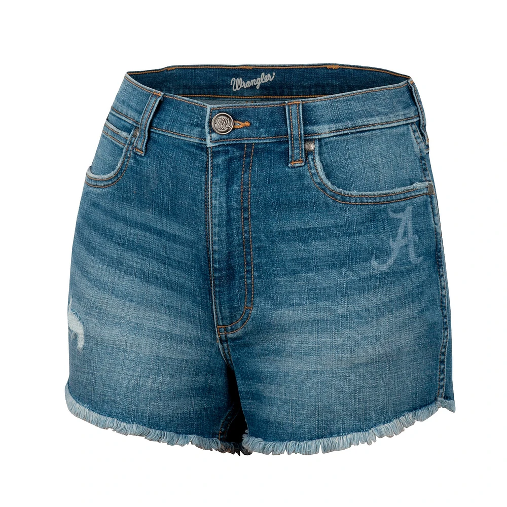 Women's Colosseum x Wrangler Blue Alabama Crimson Tide Retro High Rise Cut-Off Shorts