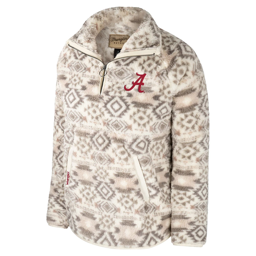 Women's Colosseum x Wrangler Natural Alabama Crimson Tide Southwest Sherpa Fleece Half-Zip Jacket