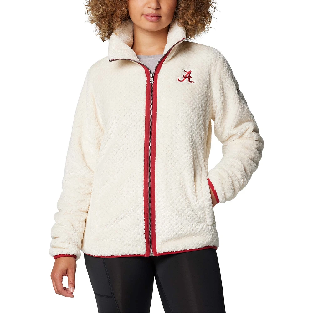 Veste zippée en sherpa Columbia White Alabama Crimson Tide Fireside II pour femme