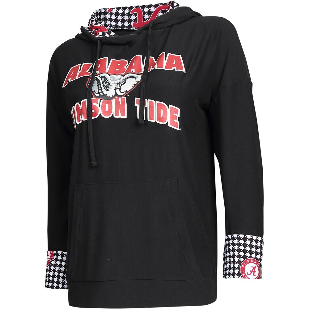 Women's Concepts Sport Black Alabama Crimson Tide Fairway Houndstooth Pullover Hoodie