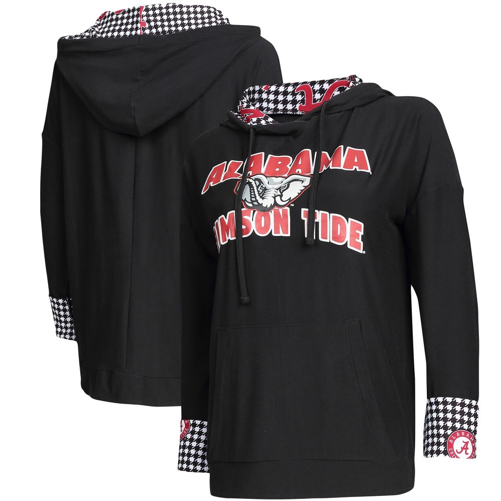 Women's Concepts Sport Black Alabama Crimson Tide Fairway Houndstooth Pullover Hoodie