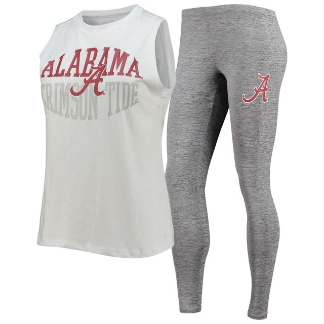 Concepts Sport Charcoal/White Alabama Crimson Tide Ensemble de nuit avec débardeur et leggings