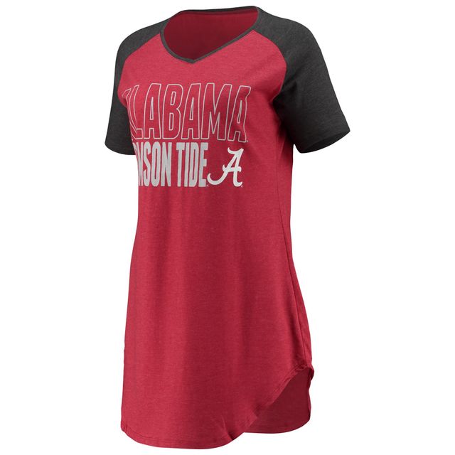 Chemise de nuit à col en V raglan Concepts Sport Crimson/Charcoal Alabama Crimson Tide pour femme