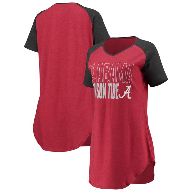 Chemise de nuit à col en V raglan Concepts Sport Crimson/Charcoal Alabama Crimson Tide pour femme